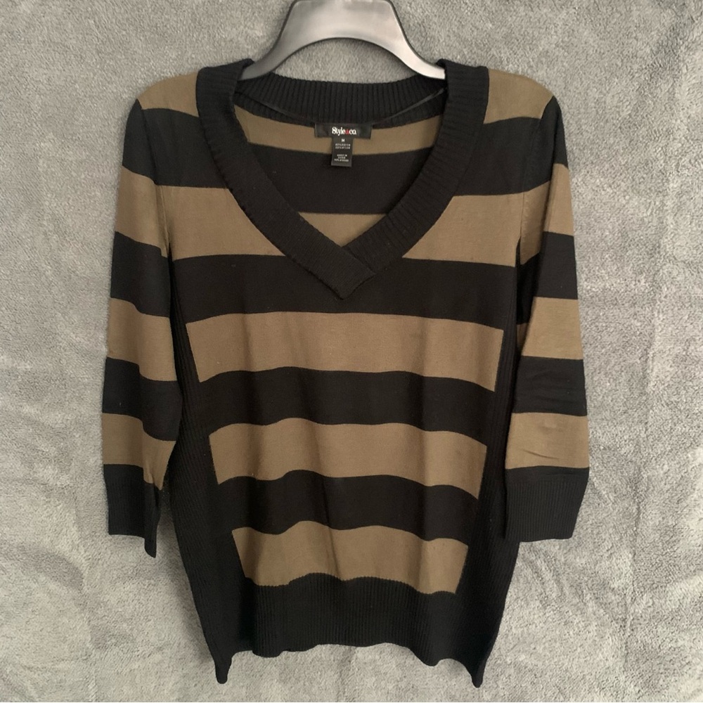 Style&co elegant striped V-neck sweater